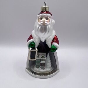 NEW Hallmark Keepsake Ornament Santa's Arrival 2009 Glass Village Scene 5.5"x3"